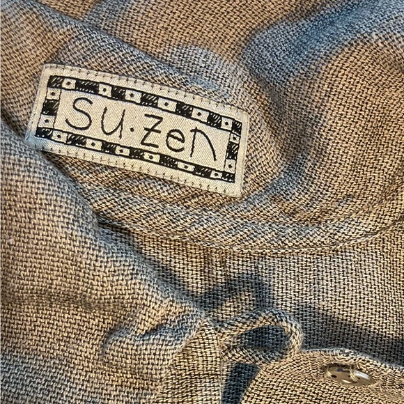 Su-Zen Linen/Cotton Long Sleeve Button Down Top W/Collar & Button Cuffs Sz Large - Picture 9 of 16